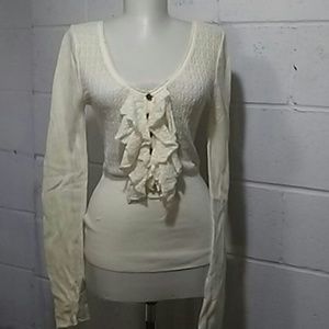 Free People Ruffle Front Sweater Sz S
